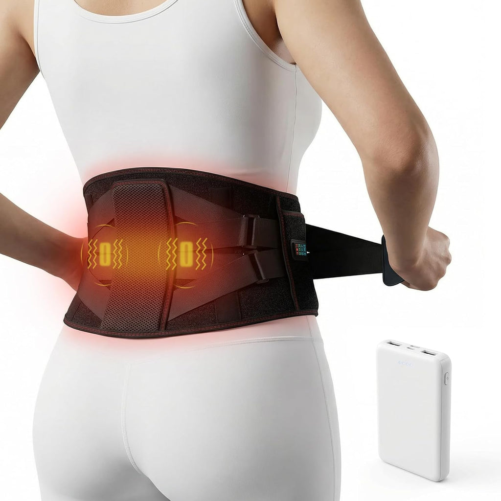 Cordless Heating Pad with Massager for Back Pain Relief