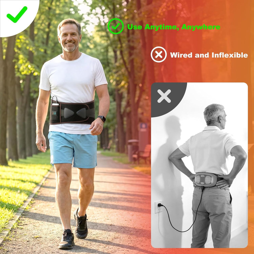 Cordless Heating Pad with Massager for Back Pain Relief
