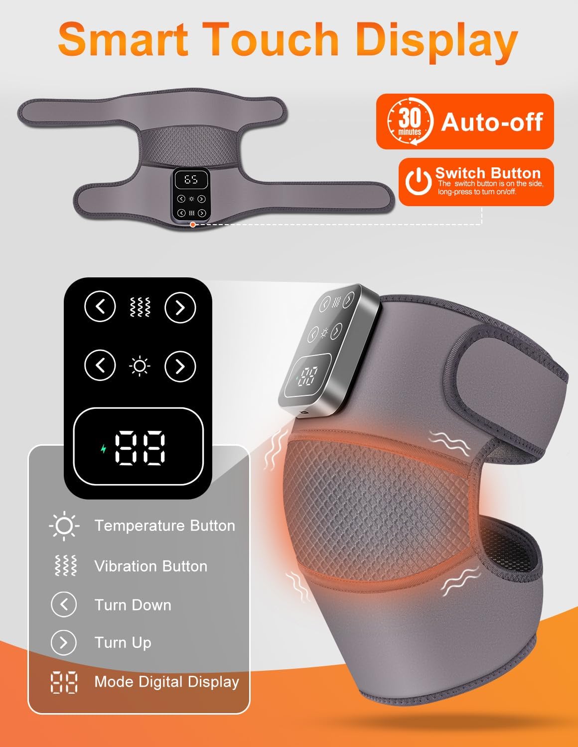 Cordless Knee Massager with Heat for Pain Relief