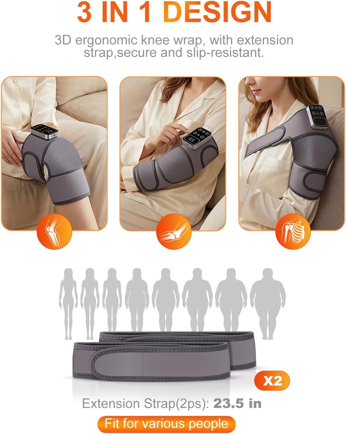Cordless Knee Massager with Heat for Pain Relief